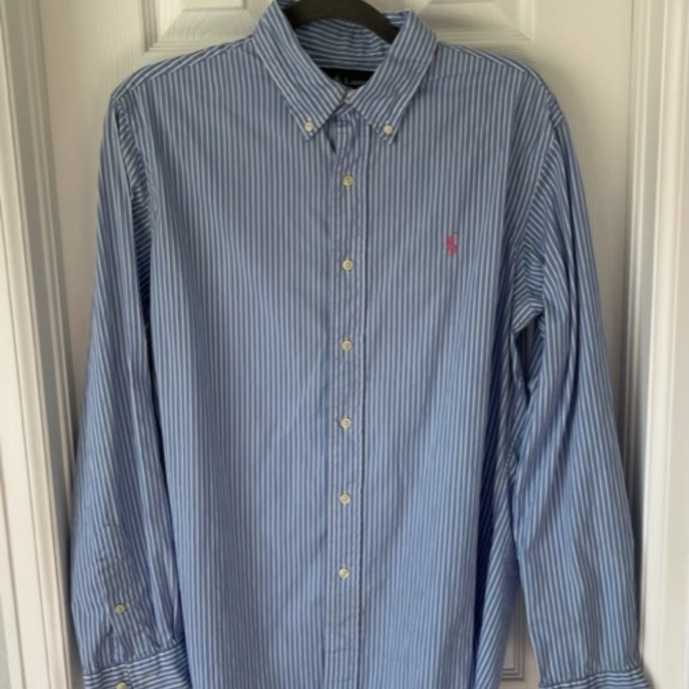 Polo by Ralph Lauren Custom Fit Men’s Long Sleeve Button Down Striped Shirt L